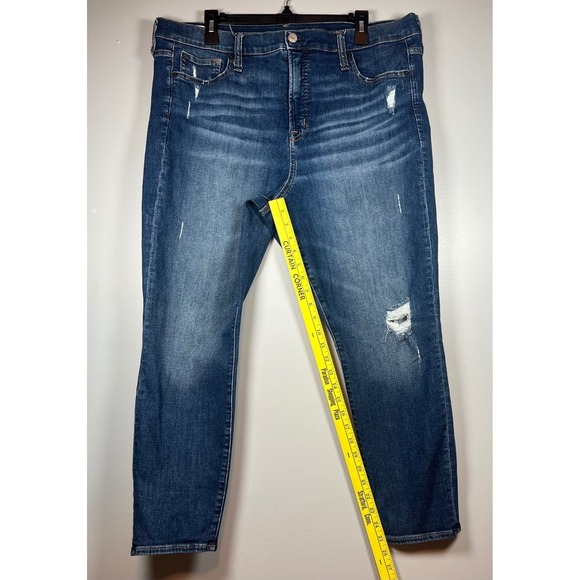 GAP Women's True Skinny Ankle High Rise, Distressed Dark Wash, Size 35/20R - Picture 5 of 8